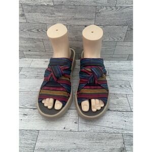 Bzees Slide Sandals Womens Size 8.5M Multicolor Striped Slip On Comfortable Shoe